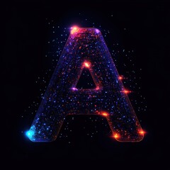 Sparkling Holographic Letter A Design with a Sci-Fi Futuristic Technology Theme on a Dark Backdrop