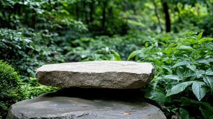 Obraz premium Serene garden stone tranquil nature image for wellness and landscaping designs