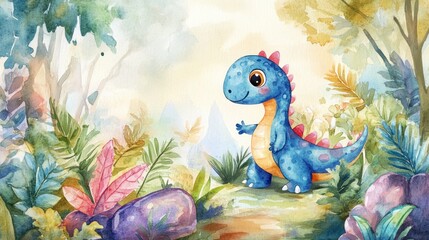 Cute dinosaur in a lush jungle (61)