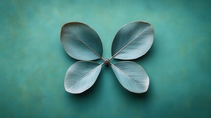 Serene Teal Butterfly Leaves Minimalist Nature Design