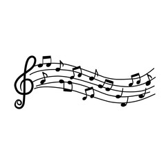 Song and music wave with notes on lines and keys Isolated vector background vintage symphony