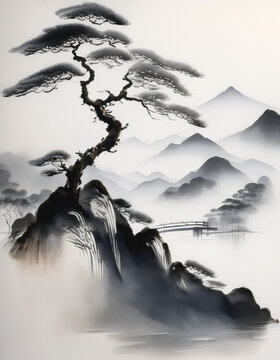 藤井　松山自筆　水墨画水辺の風景 Amazon.co.jp: ◇清朝中国書画【惲寿平 Yun Shou-ping】うん