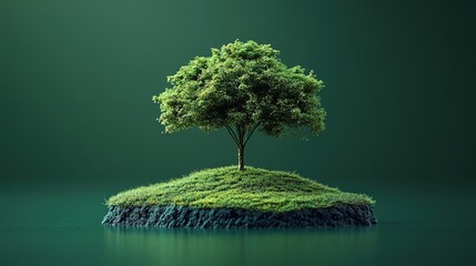 Solitary Tree on a Verdant Isle A Symbol of Hope and Renewal