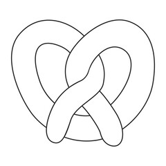 The pretzel is linear. Vector pretzel on a white background.