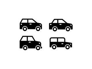 Obraz premium Car icons. Set of cars icon vector in black color with white background.