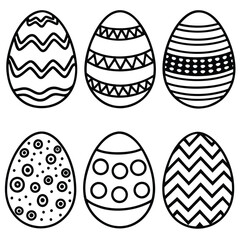 Set of Easter Eggs – Printable Coloring Page for Kids & Adults (Line Art)

