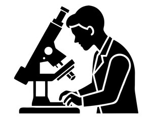Microscope science equipment vector silhouette illustration isolated on white background