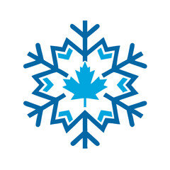 Blue snowflake with central maple leaf