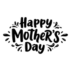 Fototapeta premium Bold, modern typography graphic of Happy Mother's Day with decorative flourishes. Ideal for Mother's Day marketing, social media, or print media.