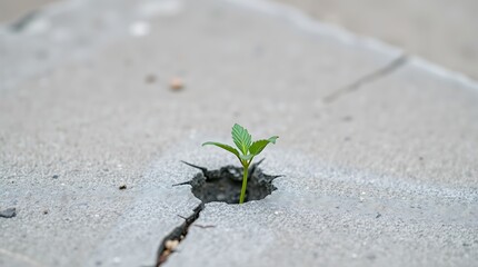 plant growing through crack concrete new life resilience hope strength perseverance urban nature
