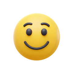 Brightly Cheerful Smiley Face 3D Rendering on White for Digital Platforms