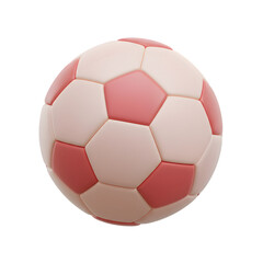 Isolated three-dimensional soccer ball with soft pink and coral panels