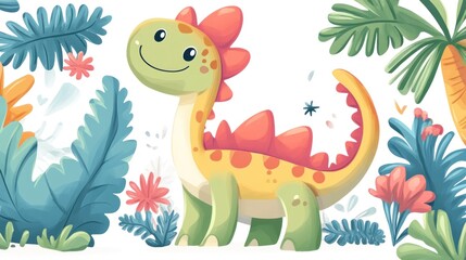 Cute dinosaur in a lush jungle (181)