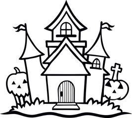 Fototapeta premium haunted house of a line art vector