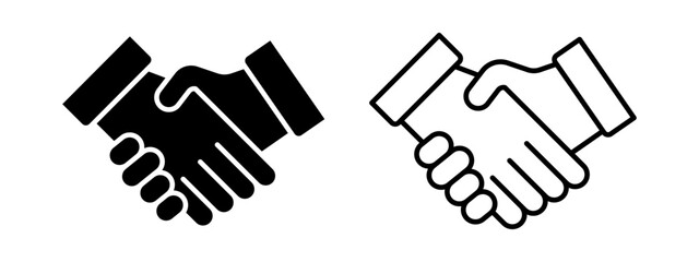 Vector isolated Shaking Hand icon set in black outline and fill