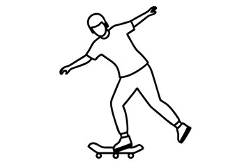 Skateboarding vector silhouette illustration isolated on white background