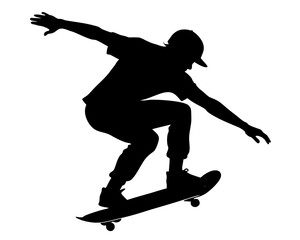 Skateboarding vector silhouette illustration isolated on white background © creative