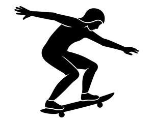 Skateboarding vector silhouette illustration isolated on white background