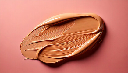 Matte Foundation Swatch with Smooth Edges Isolated on Pale Pink Background,Cream