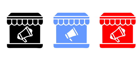 Digital marketing icon set. Containing seo, content, website, social media, sales and online advertising. Solid vector symbol collection