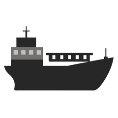 Obraz premium Cargo ship icon vector silhouette illustration isolated on white background