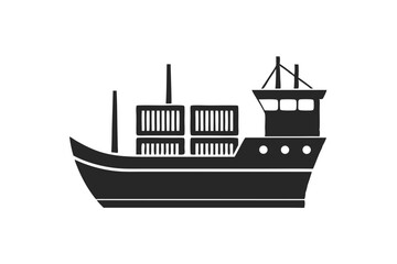Obraz premium Cargo ship icon vector silhouette illustration isolated on white background
