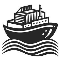 Obraz premium Cargo ship vector silhouette illustration isolated on white background