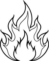 fire and flames outline vector illustration line art