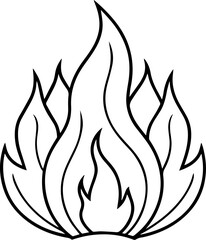 fire and flames outline vector illustration line art