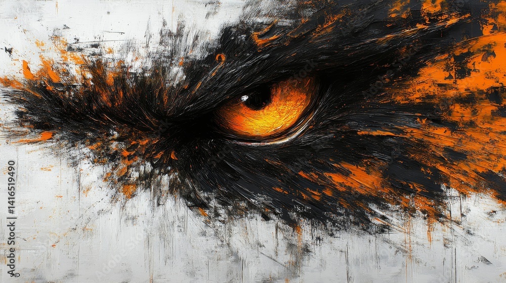 Aufkleber artistic interpretation of a tiger's intense gaze highlighting raw emotion and primal power through 