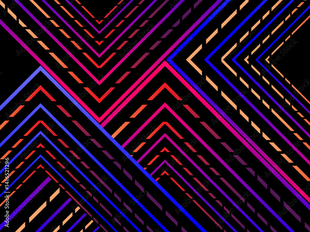 Fototapete colorful lines on black background. vector minimal line background with text for social media covers