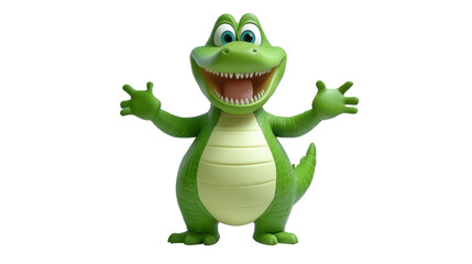 Fototapeta premium cheerful cartoon crocodile standing grinning on white background