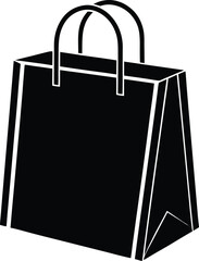 shopping bag icon over white background vector illustration. black and white design