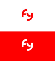 Red and White FY Logo Design Modern, Minimalist, Interlocked Letters