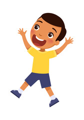 Little Asian boy with strong anger expression, waving his arms angrily. Clenched fists and wide open mouth expressing rage.
Cartoon character illustration