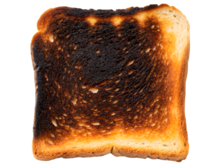 Slice of bread burnt isolated on transparent background	
