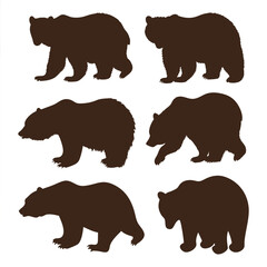 Minimalistic Bear Silhouette Set.