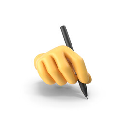 3d hand holding Black pencil Supermarket basket red 3d render realistic