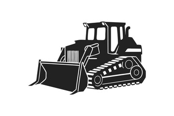 Bulldozer vector silhouette illustration isolated on white background