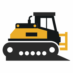 Bulldozer vector silhouette illustration isolated on white background