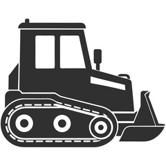Obraz premium Bulldozer icon vector silhouette illustration isolated on white background