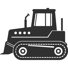 Bulldozer vector silhouette illustration isolated on white background