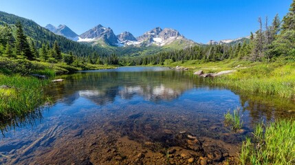 Serene landscape tranquil water green nature scene idyllic summer photography