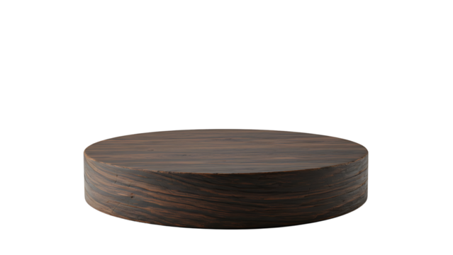 Round wooden platform isolated on transparent background