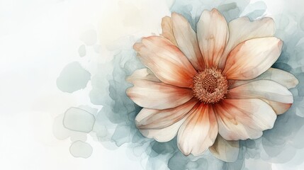 Fototapeta premium A delicate floral illustration featuring soft peach and white petals with an artistic watercolor background.