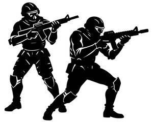 Soldier warrior vector silhouette illustration isolated on white background