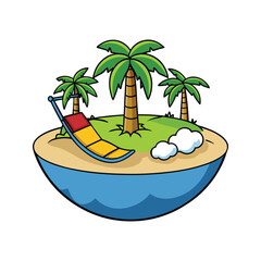 Obraz premium Island with hammock icon vector with white background