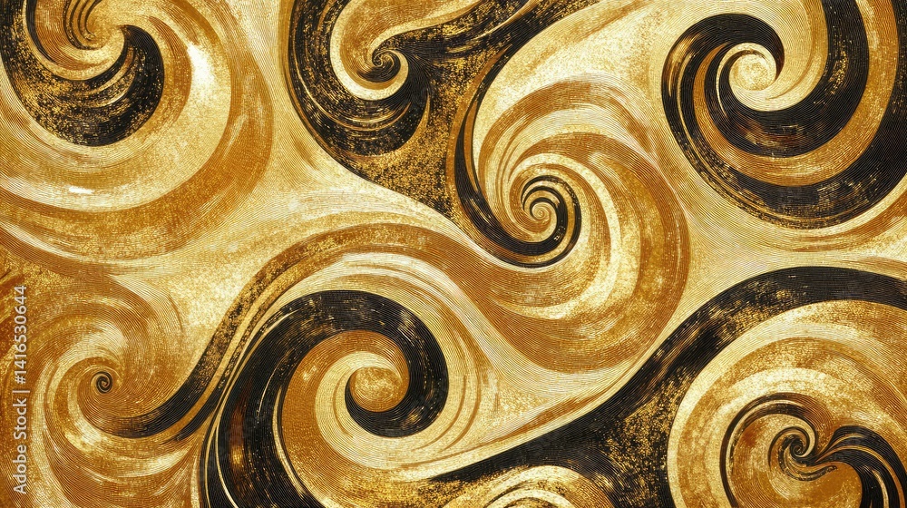 Poster abstract golden swirl pattern with light shadows and smooth gradients. luxurious and dynamic backgro