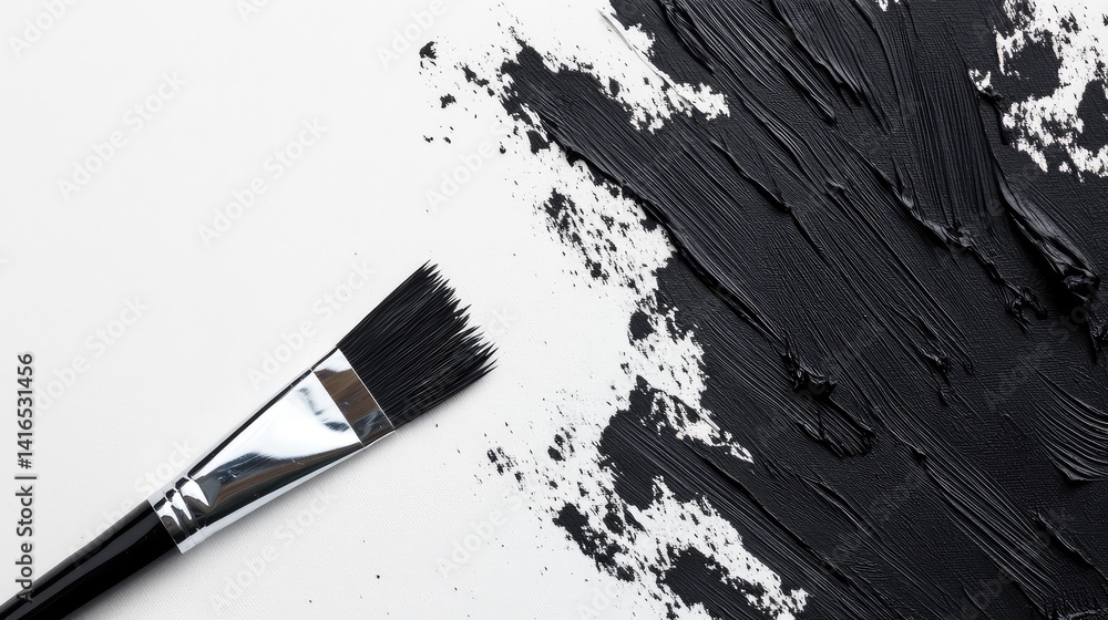 Poster a blank canvas with a single brushstroke, symbolizing the first step in turning an idea into reality