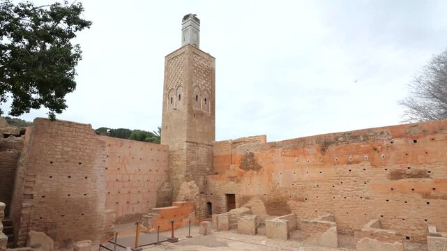 A very ancient mosque in the site of Chellah. Ancient archeological site located in Rabat, Morocco.
